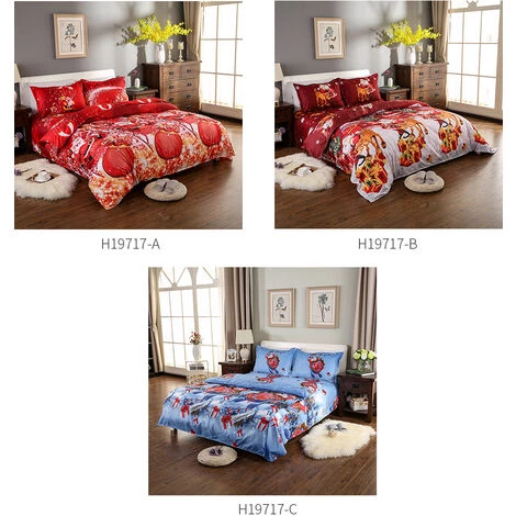 SUPERSELLER Ensemble De Literie De Noël Père Noël Housse De Couette Imprimée En Polyester 3D + 2 Taies D'oreiller + Ensemble De Draps De Lit Décorations De Chambre De Noël - Taille Queen - B - Reine 4 SUPERSELLER Ensemble De Literie De Noël Père Noël Housse De Couette Imprimée En Polyester 3D + 2 Taies D'oreiller + Ensemble De Draps De Lit Décorations De Chambre De Noël - Taille Queen - B - Reine – Image 4