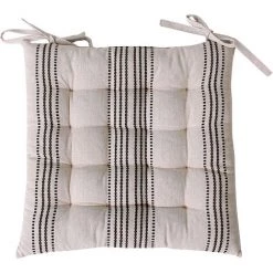 HOMEMAISON Galette De Chaise Rayée En Coton Recyclé Ecru 38 X 38 Cm - Ecru