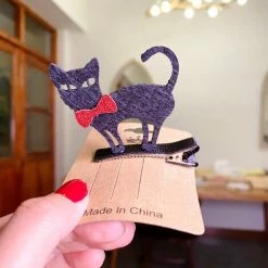 CATHERINE Pinces à Cheveux D'Halloween 2-Pack Pinces à Cheveux Halloween Pour Enfants Pinces à Cheveux Design Pour Halloween Noël (Chat Noir 5.5*5.5 CM) -France Coussin et housse de coussin Soldes Boutique 65031571 4