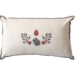 HOMEMAISON Coussin Rectangulaire Imprimé écureuil Ecru 30 X 50 Cm - Ecru