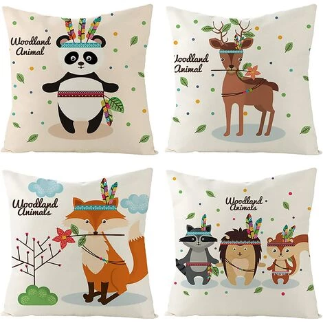 BEARSU Housses De Coussin Lin, Animaux De Dessin Animé Coloré, Décoratif Canapé Taie D'oreiller Decoration Canapé D'extérieur Pour Chambre, Chambre D'enfants, Chaise, Lit, Jardin 45x45CM, Set De 4 1 BEARSU Housses De Coussin Lin, Animaux De Dessin Animé Coloré, Décoratif Canapé Taie D'oreiller Decoration Canapé D'extérieur Pour Chambre, Chambre D'enfants, Chaise, Lit, Jardin 45x45CM, Set De 4