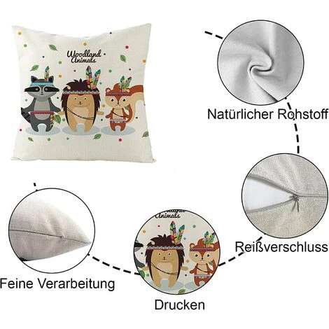 BEARSU Housses De Coussin Lin, Animaux De Dessin Animé Coloré, Décoratif Canapé Taie D'oreiller Decoration Canapé D'extérieur Pour Chambre, Chambre D'enfants, Chaise, Lit, Jardin 45x45CM, Set De 4 2 BEARSU Housses De Coussin Lin, Animaux De Dessin Animé Coloré, Décoratif Canapé Taie D'oreiller Decoration Canapé D'extérieur Pour Chambre, Chambre D'enfants, Chaise, Lit, Jardin 45x45CM, Set De 4 – Image 2