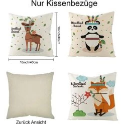 BEARSU Housses De Coussin Lin, Animaux De Dessin Animé Coloré, Décoratif Canapé Taie D'oreiller Decoration Canapé D'extérieur Pour Chambre, Chambre D'enfants, Chaise, Lit, Jardin 45x45CM, Set De 4 7 BEARSU Housses De Coussin Lin, Animaux De Dessin Animé Coloré, Décoratif Canapé Taie D'oreiller Decoration Canapé D'extérieur Pour Chambre, Chambre D'enfants, Chaise, Lit, Jardin 45x45CM, Set De 4 -France Coussin et housse de coussin Soldes Boutique 65098665 3
