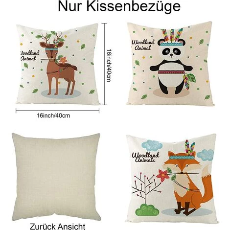 BEARSU Housses De Coussin Lin, Animaux De Dessin Animé Coloré, Décoratif Canapé Taie D'oreiller Decoration Canapé D'extérieur Pour Chambre, Chambre D'enfants, Chaise, Lit, Jardin 45x45CM, Set De 4 3 BEARSU Housses De Coussin Lin, Animaux De Dessin Animé Coloré, Décoratif Canapé Taie D'oreiller Decoration Canapé D'extérieur Pour Chambre, Chambre D'enfants, Chaise, Lit, Jardin 45x45CM, Set De 4 – Image 3
