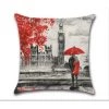 Ville Paysage Peinture à L'huile Saint Valentin Taie D'oreiller Rouge Couple Housse De Coussin Couple Romantique Maison Canapé Oreiller,HANBING