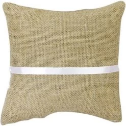 PERLE RARE Coussin Oreiller Porteur De Bague Alliance En Jute Vintage Orné De Dentelle Et Fleur 20cmx20cm -France Coussin et housse de coussin Soldes Boutique 65177463 4