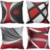 PERLE RARE 4pcs Cushion Cover 45x45cm Modern Abstract Red Striped Grey Black White Acrylic Bold Grey Decorative Pillowcase Home Decor Square Cushion Cover 18x18 Inch