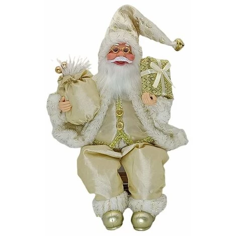 CATHERINE Poupée Père Noël Assis Avec Sac Cadeau Et Ours, Décoration Père Noël, Ornement En Peluche Père Noël Assis, Cadeau De Décoration D'intérieur (Beige) 2 CATHERINE Poupée Père Noël Assis Avec Sac Cadeau Et Ours, Décoration Père Noël, Ornement En Peluche Père Noël Assis, Cadeau De Décoration D'intérieur (Beige) – Image 2