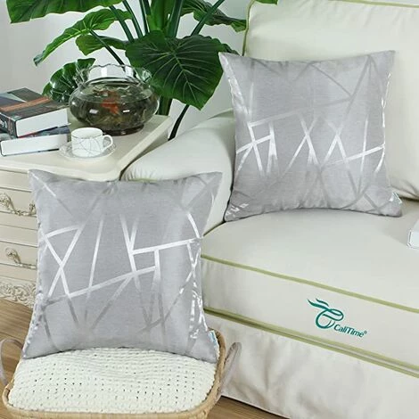BF Cushion Covers 2 Pack Cushion Covers Throw Pillow Protectors For Sofa Bedroom Home Christmas Decoration 45cm X 45cm Silver Grey 2 BF Cushion Covers 2 Pack Cushion Covers Throw Pillow Protectors For Sofa Bedroom Home Christmas Decoration 45cm X 45cm Silver Grey – Image 2