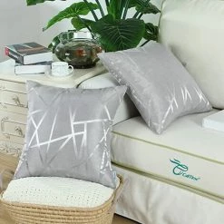 BF Cushion Covers 2 Pack Cushion Covers Throw Pillow Protectors For Sofa Bedroom Home Christmas Decoration 45cm X 45cm Silver Grey 6 BF Cushion Covers 2 Pack Cushion Covers Throw Pillow Protectors For Sofa Bedroom Home Christmas Decoration 45cm X 45cm Silver Grey -France Coussin et housse de coussin Soldes Boutique 65272993 3