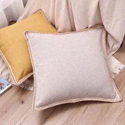 Yoouyida Housse De Coussin En Lin Doux Housse De Caisse Super Sooth Taie D'Oreiller Maison Lit Voiture Housse De Coussin Decoratif, Rose-HC-28 45×45CM (taie D'oreiller)