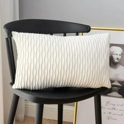 Housse De Coussin Ensemble De 2 Taie D'oreiller Rectangulaire Carrée Décorative En Velours Housses D'oreiller Modernes Pour Canapé-lit Canapé ChaiseChambre Salon (pas De Noyau D'oreiller)blanc Laiteux S'arêern -France Coussin et housse de coussin Soldes Boutique 65359104 4