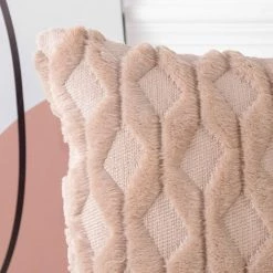 KAEJYIUT 2 Pcs Doux Peluche Laine Courte Velours Décoratif Housses De Coussin Luxe Style Pour Canapé Chambre Marron 45x45 Cm -France Coussin et housse de coussin Soldes Boutique 65391456 3