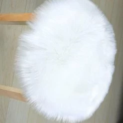 ZHUOXUAN Coussin De Siège Rond En Peau De Mouton En Fausse Fourrure De Première Qualité, Housse De Chaise En Peluche Pour Chambre à Coucher, 14 "x 14", Blanc -France Coussin et housse de coussin Soldes Boutique 65490680 3
