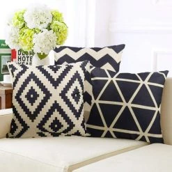 OSQI Lot De 4 Housses De Coussin De Canapé Housse De Coussin De Canapé Housses De Coussin De Canapé Décoratives Housse De Coussin En Lin D'extérieur Décoration Pour Chambre à Coucher, Canapé, Lit, Jardin (noir-beige, 45x45cm) -France Coussin et housse de coussin Soldes Boutique 65504555 4