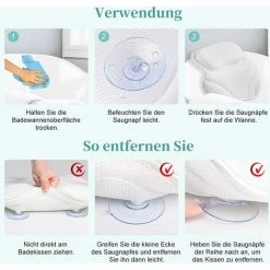 OSQI Oreiller De Bain Ergonomique De Luxe Avec Technologie 4D Air Mesh Et 6 Ventouses, Aide à Soutenir La Tête, Le Dos, S'adapte à Toutes Les Baignoires, Jacuzzis Et Spas Domestiques.(44*42*6 Cm) 9 OSQI Oreiller De Bain Ergonomique De Luxe Avec Technologie 4D Air Mesh Et 6 Ventouses, Aide à Soutenir La Tête, Le Dos, S'adapte à Toutes Les Baignoires, Jacuzzis Et Spas Domestiques.(44*42*6 Cm) -France Coussin et housse de coussin Soldes Boutique 65504756 5