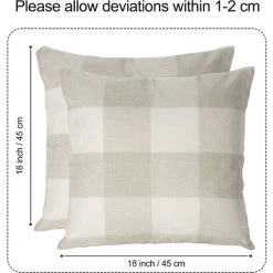 OSQI Housses De Coussin à Carreaux, Lot De 2 Taies D'oreiller En Lin Infroissables Et Respirantes, Taies D'oreiller à Carreaux, Housses De Coussin Décoratives Pour La Maison, Beige -France Coussin et housse de coussin Soldes Boutique 65505285 5
