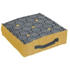 Coussin De Sol 40x40x8 Cm ESMERALDA, Par Soleil D'ocre - Bleu