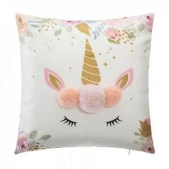 EASY Coussin Licorne Pompom, Multicolore