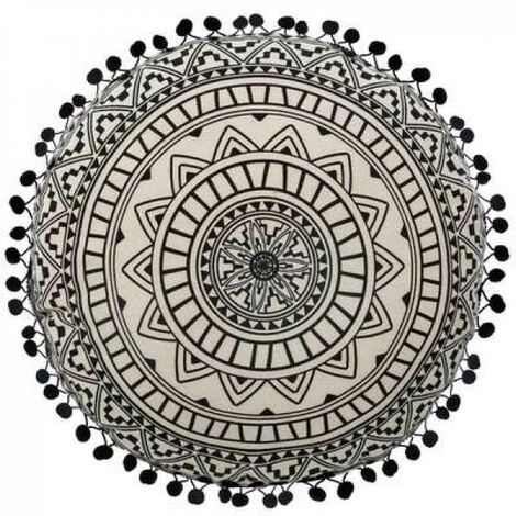 EASY Coussin Ronde Delhi D40, Noir & Blanc 1 EASY Coussin Ronde Delhi D40, Noir & Blanc