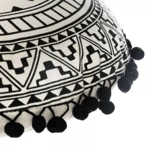 EASY Coussin Ronde Delhi D40, Noir & Blanc 2 EASY Coussin Ronde Delhi D40, Noir & Blanc – Image 2