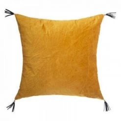 EASY Coussin En Velours Sti Feuil Oc 40x40, Ocre