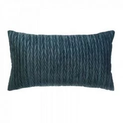 EASY Coussin En Velours Plisse Bleu 30x50, Bleu