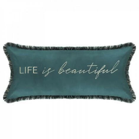 EASY Coussin En Velours Brode Feel 25x58, Bleu Canard 1 EASY Coussin En Velours Brode Feel 25x58, Bleu Canard