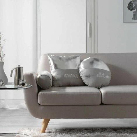 LC Coussin Compresse, Argent, 40x40x15, Suède Imprimé 3 LC Coussin Compresse, Argent, 40x40x15, Suède Imprimé – Image 3