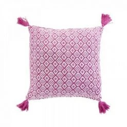 LC Coussin Déhoussable Pompons, Rose, 40 X 40 Cm, Cot