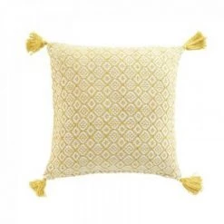 LC Coussin Déhoussable Pompons, Jaune, 40 X 40 Cm, Co