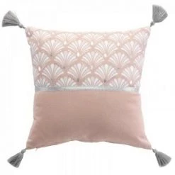 LC Coussin Déhoussable Pompons, Rose, 40 X 40 Cm, Cot