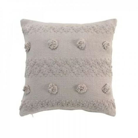 LC Coussin Déhoussable Compresse Pompons, Lin, 40x40x 1 LC Coussin Déhoussable Compresse Pompons, Lin, 40x40x