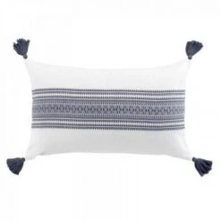 LC Coussin Déhoussable Pompons, Bleu, 30 X 50 Cm, Cot