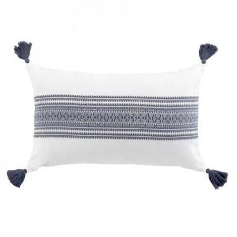 LC Coussin Déhoussable Pompons, Bleu, 30 X 50 Cm, Cot 1 LC Coussin Déhoussable Pompons, Bleu, 30 X 50 Cm, Cot