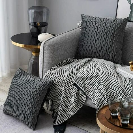 MERéTéET Housses Coussin En Velours 40x40cm Pour Salon Canapé,Lot De 2 Housses Coussin Carrés De Motif Uni Décoration Chambre, Gris 2 MERéTéET Housses Coussin En Velours 40x40cm Pour Salon Canapé,Lot De 2 Housses Coussin Carrés De Motif Uni Décoration Chambre, Gris – Image 2