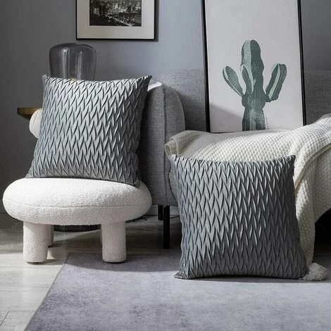 MERéTéET Housses Coussin En Velours 40x40cm Pour Salon Canapé,Lot De 2 Housses Coussin Carrés De Motif Uni Décoration Chambre, Gris 4 MERéTéET Housses Coussin En Velours 40x40cm Pour Salon Canapé,Lot De 2 Housses Coussin Carrés De Motif Uni Décoration Chambre, Gris – Image 4