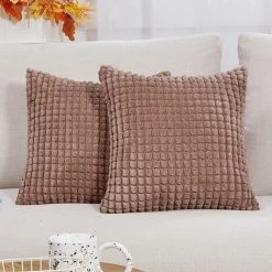 MERéTéET Housse De Coussin Lot De 2, Pour Décoration De Particules Canapé, Chambre, Lit, Chaise, Sans Noyau D'oreiller, Design Moderne Et élégant, 40x40CM, Marron, 2Pièces
