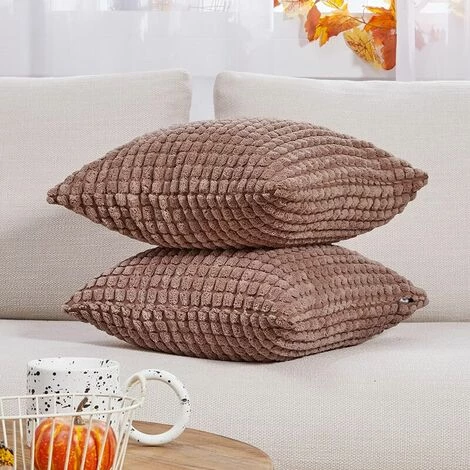 MERéTéET Housse De Coussin Lot De 2, Pour Décoration De Particules Canapé, Chambre, Lit, Chaise, Sans Noyau D'oreiller, Design Moderne Et élégant, 40x40CM, Marron, 2Pièces 2 MERéTéET Housse De Coussin Lot De 2, Pour Décoration De Particules Canapé, Chambre, Lit, Chaise, Sans Noyau D'oreiller, Design Moderne Et élégant, 40x40CM, Marron, 2Pièces – Image 2