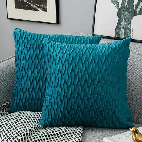 MERéTéET Housses Coussin En Velours 40x40cm Pour Salon Canapé,Lot De 2 Housses Coussin Carrés De Motif Uni Décoration Chambre, Turquoise 1 MERéTéET Housses Coussin En Velours 40x40cm Pour Salon Canapé,Lot De 2 Housses Coussin Carrés De Motif Uni Décoration Chambre, Turquoise