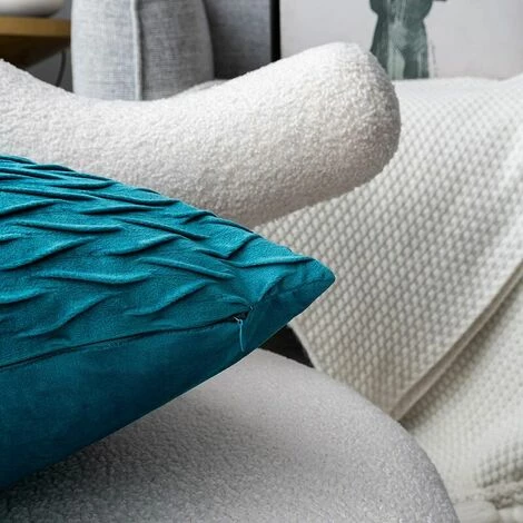 MERéTéET Housses Coussin En Velours 40x40cm Pour Salon Canapé,Lot De 2 Housses Coussin Carrés De Motif Uni Décoration Chambre, Turquoise 4 MERéTéET Housses Coussin En Velours 40x40cm Pour Salon Canapé,Lot De 2 Housses Coussin Carrés De Motif Uni Décoration Chambre, Turquoise – Image 4