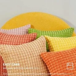 MERéTéET Lot De 2 Housse De Coussin, Pour Décoration De Particules Canapé, Chambre, Lit, Chaise, Sans Noyau D'oreiller, Design Moderne Et élégant, 65x65CM, Orange, 2Pièces -France Coussin et housse de coussin Soldes Boutique 65788758 5