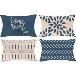 MERéTéET Lot De 4 Housse De Coussin Décoratif Canapé Taie D'oreiller Decoration Canapé Housses De Coussin En Lin D'extérieur Housse De Coussin Décoration Pour Chambre, Canapé, Chaise, Lit,Jardin 30x50CM