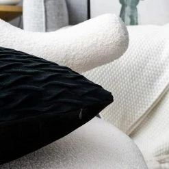 MERéTéET Housses Coussin En Velours 40x40cm Pour Salon Canapé，Lot De 2 Housses Coussin Carrés De Motif Uni Décoration Chambre, Noir -France Coussin et housse de coussin Soldes Boutique 65788909 4