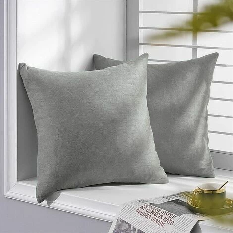 MERéTéET Lot De 2 Housse De Coussin 35x35cm Décoratif Canapé En Chenille Housses Coussin Decoration Chambre Carré Couleur Uni Pour Chaise,Voiture,Bureau, Gris Clair 4 MERéTéET Lot De 2 Housse De Coussin 35x35cm Décoratif Canapé En Chenille Housses Coussin Decoration Chambre Carré Couleur Uni Pour Chaise,Voiture,Bureau, Gris Clair – Image 4