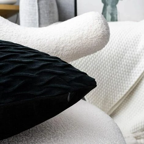 MERéTéET Housses Coussin En Velours 50x50cm Pour Salon Canapé,Lot De 2 Housses Coussin Carrés De Motif Uni Décoration Chambre, Noir 4 MERéTéET Housses Coussin En Velours 50x50cm Pour Salon Canapé,Lot De 2 Housses Coussin Carrés De Motif Uni Décoration Chambre, Noir – Image 4
