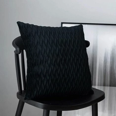 MERéTéET Housses Coussin En Velours 50x50cm Pour Salon Canapé,Lot De 2 Housses Coussin Carrés De Motif Uni Décoration Chambre, Noir 5 MERéTéET Housses Coussin En Velours 50x50cm Pour Salon Canapé,Lot De 2 Housses Coussin Carrés De Motif Uni Décoration Chambre, Noir – Image 5