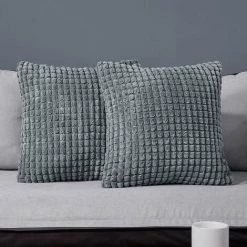 MERéTéET Lot De 2 Housse De Coussin, Pour Décoration De Particules Canapé, Chambre, Lit, Chaise, Sans Noyau D'oreiller, Design Moderne Et élégant, 50x50CM, Gris, 2Pièces
