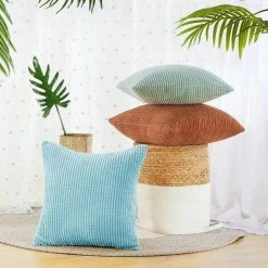 MERéTéET Lot De 2 Housse De Coussin Bleu Ciel 50x50cm En Velours Super Doux Pour Canapé Housse De Coussin -France Coussin et housse de coussin Soldes Boutique 65789077 3