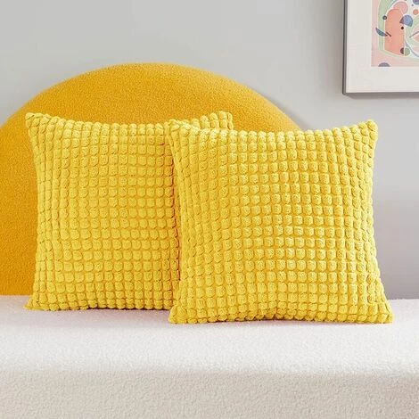 MERéTéET Lot De 2 Housse De Coussin, Pour Canapé, Chambre, Lit, Chaise Et Décoration De Particules, Sans Noyau D'oreiller, Design Moderne Et élégant, 55x55CM, Jaune, 2Pièces 1 MERéTéET Lot De 2 Housse De Coussin, Pour Canapé, Chambre, Lit, Chaise Et Décoration De Particules, Sans Noyau D'oreiller, Design Moderne Et élégant, 55x55CM, Jaune, 2Pièces